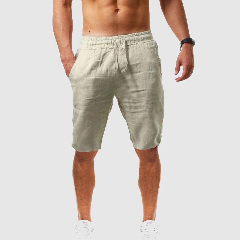 Female model wearing lightweight casual shorts on a plain background.