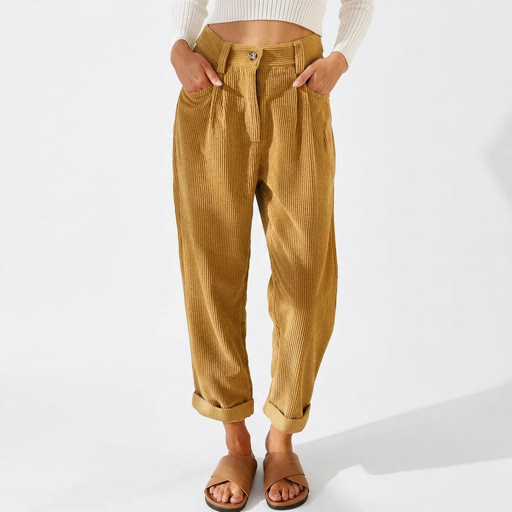 Flornalde | Women's Wide-Leg Tailored Pleated Corduroy Trousers — 2
