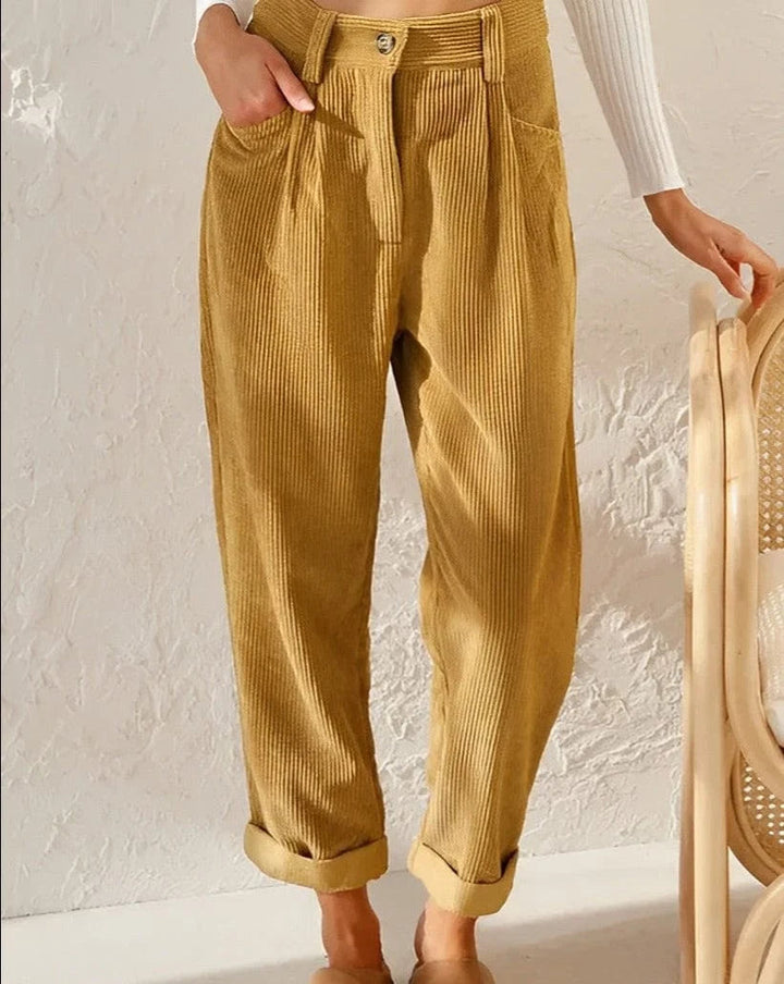 Florneth | Women's Tailored Wide Leg Pants — Mustard