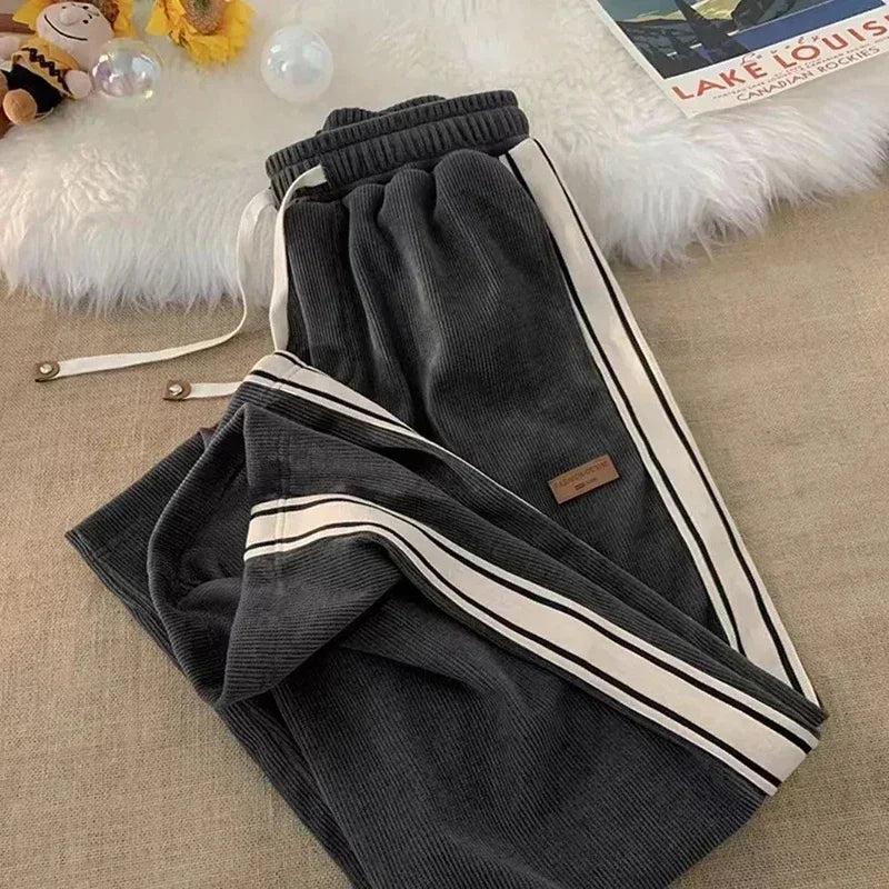 Flornique | Women's Tailored Striped Wide Leg Corduroy Pants — 2