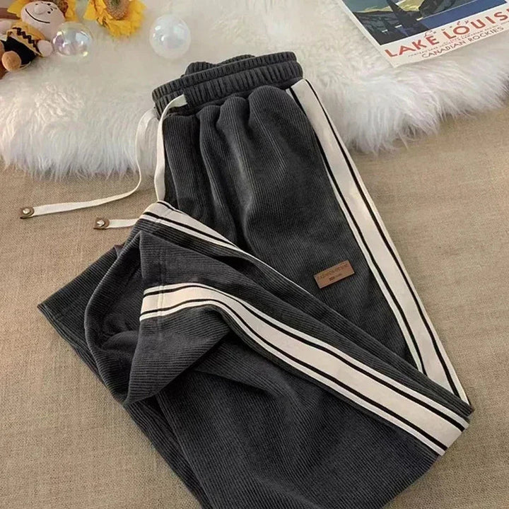 Flornique | Women's Tailored Striped Wide Leg Corduroy Pants — 2