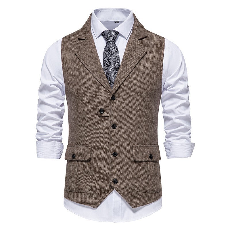 Elegant formal vest on plain gray background.