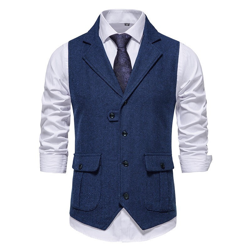 Styling elegant formal vest, gray background.