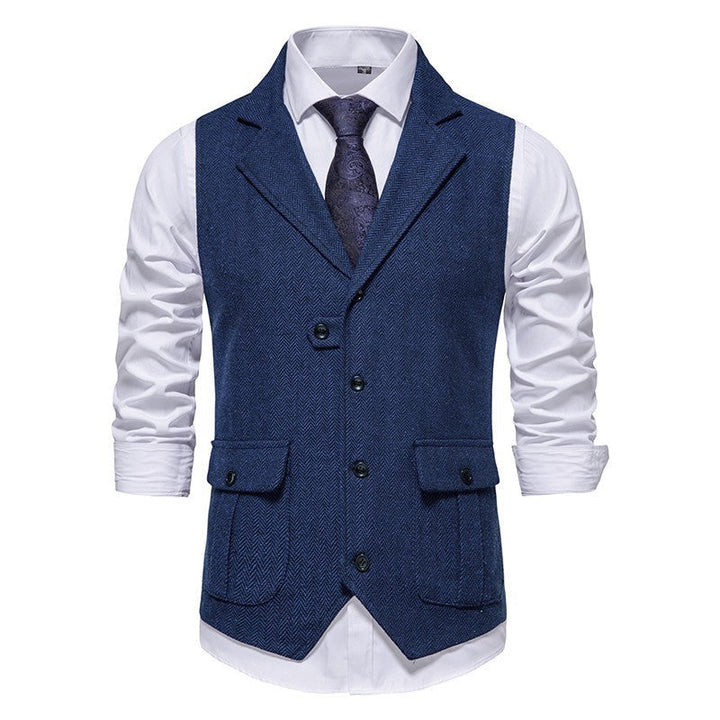 Styling elegant formal vest, gray background.