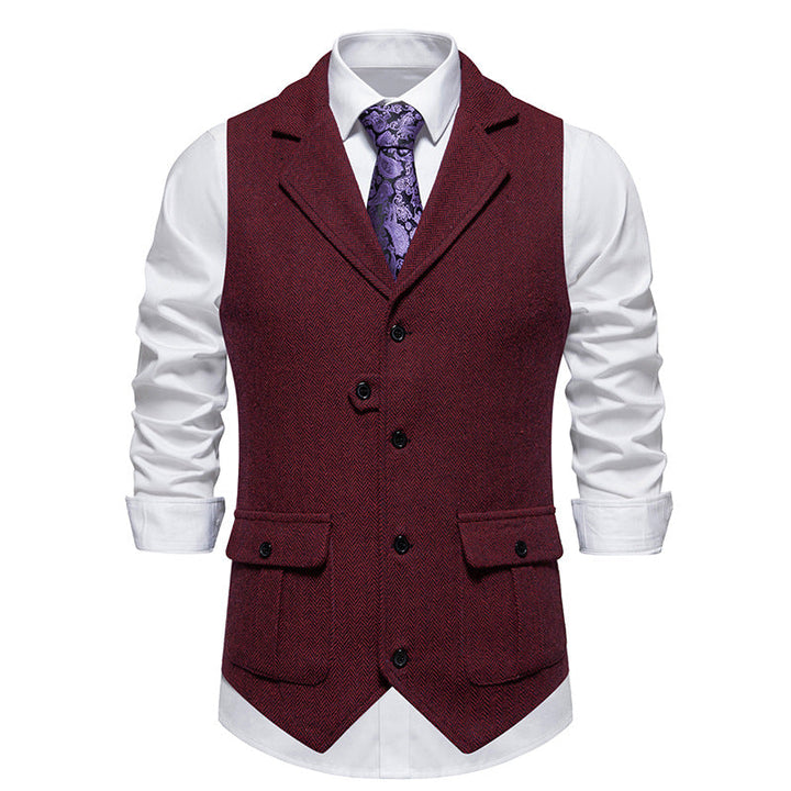 Office-ready vest on plain gray background studio.