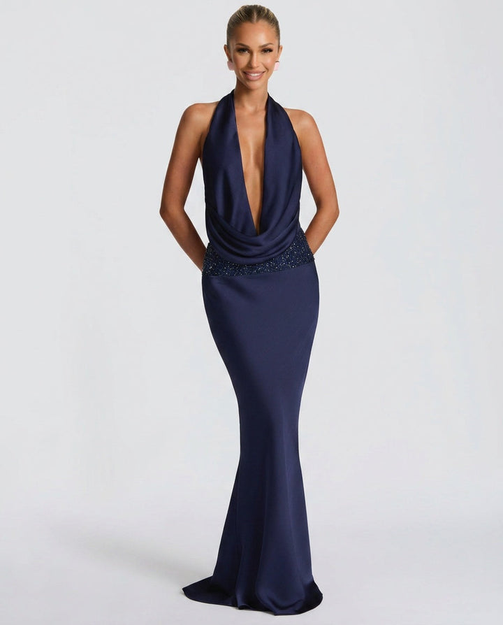 Galialora — Halter Neck Beaded Embroidered Maxi