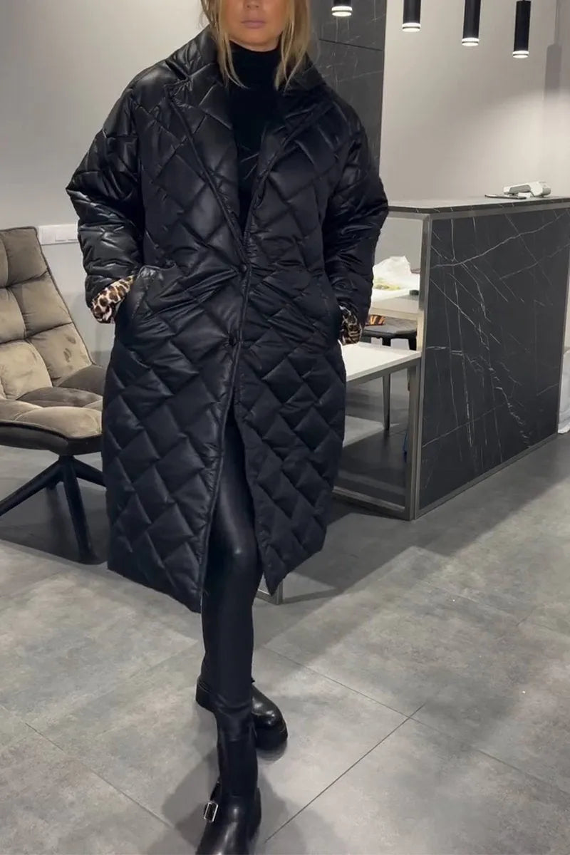 Galiaoura | Women's Casual Stretch Reversible Quilted Coat with Leopard Print Lining Tops — 2