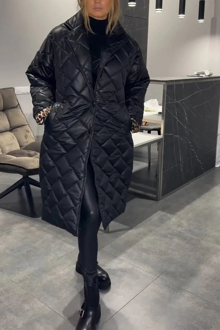 Galiaoura | Women's Casual Stretch Reversible Quilted Coat with Leopard Print Lining Tops — 2
