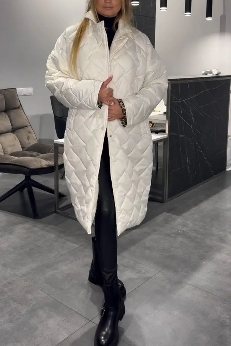Galiaoura | Women's Casual Stretch Reversible Quilted Coat with Leopard Print Lining Tops — White