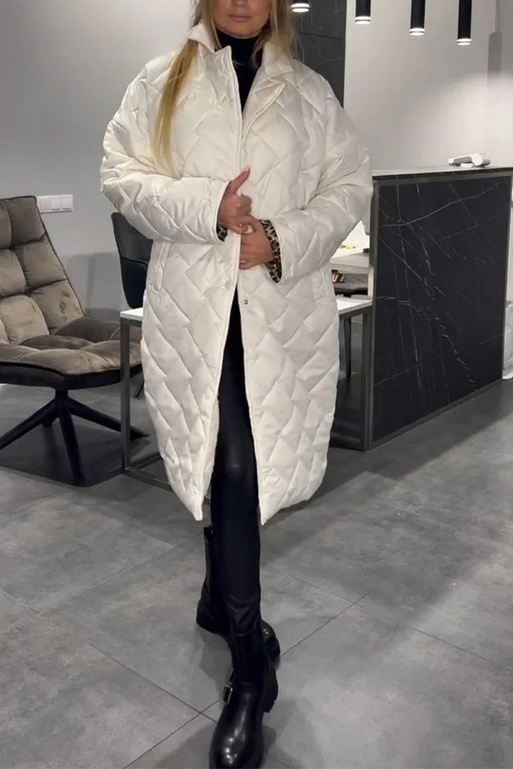 Galiaoura | Women's Casual Stretch Reversible Quilted Coat with Leopard Print Lining Tops — White