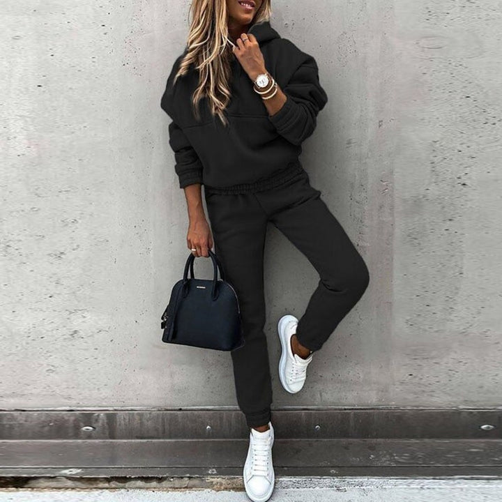 Galindique | Women's Matching Fleece Hoodie Two Piece Set with Drawstring Hood Kangaroo Pocket Relaxed Jogger Casual Style — 1