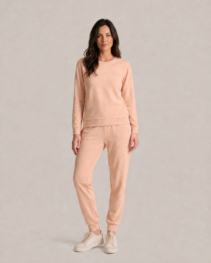 Garnetique | Women's Casual Stretch Thermal Velour Long Sleeve Lounge Set — 1