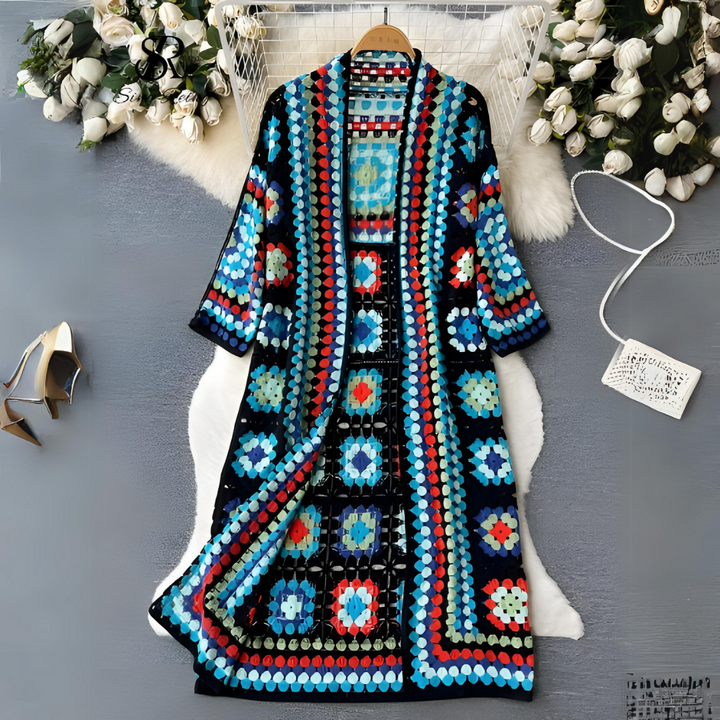 Giaetta | Women's Sweater Vest Crochet Layering - Red / Blue