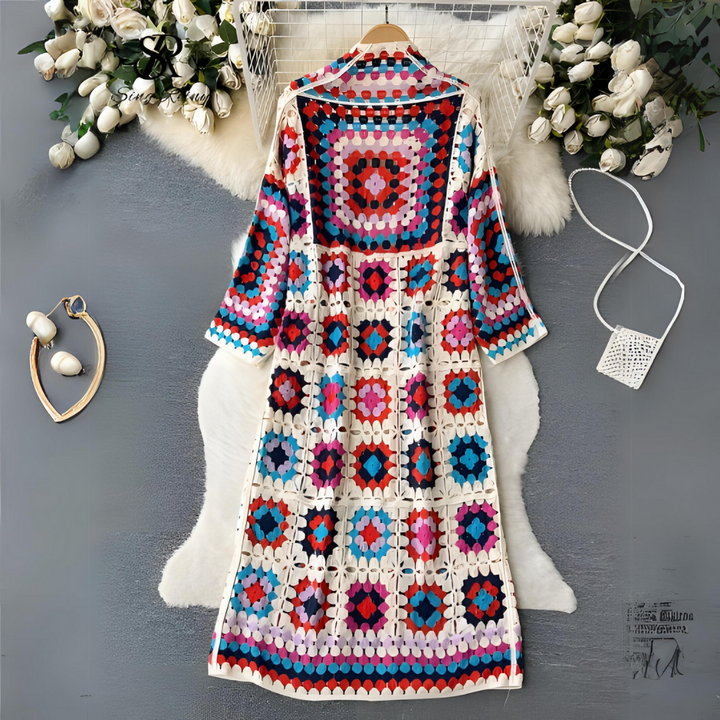 Giaetta | Women's Sweater Vest Crochet Layering - Red / Blue