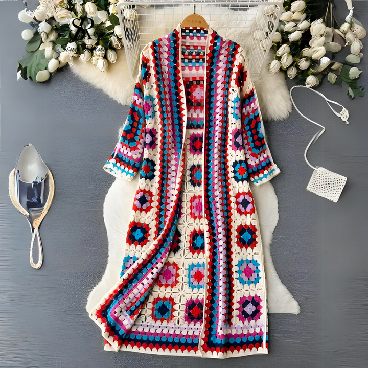 Giaetta | Women's Sweater Vest Crochet Layering - Red / Blue