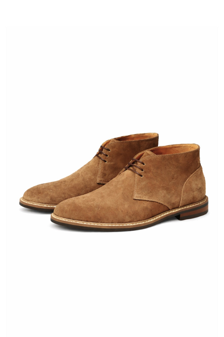 Giancarlo | Men's Western Style Knee-High Santino Suede Chukka Boots - Sahara Brown — 1