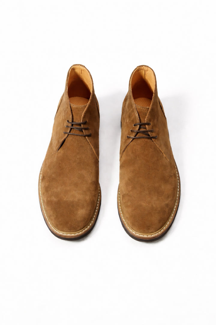 Giancarlo | Men's Western Style Knee-High Santino Suede Chukka Boots - Sahara Brown — 3
