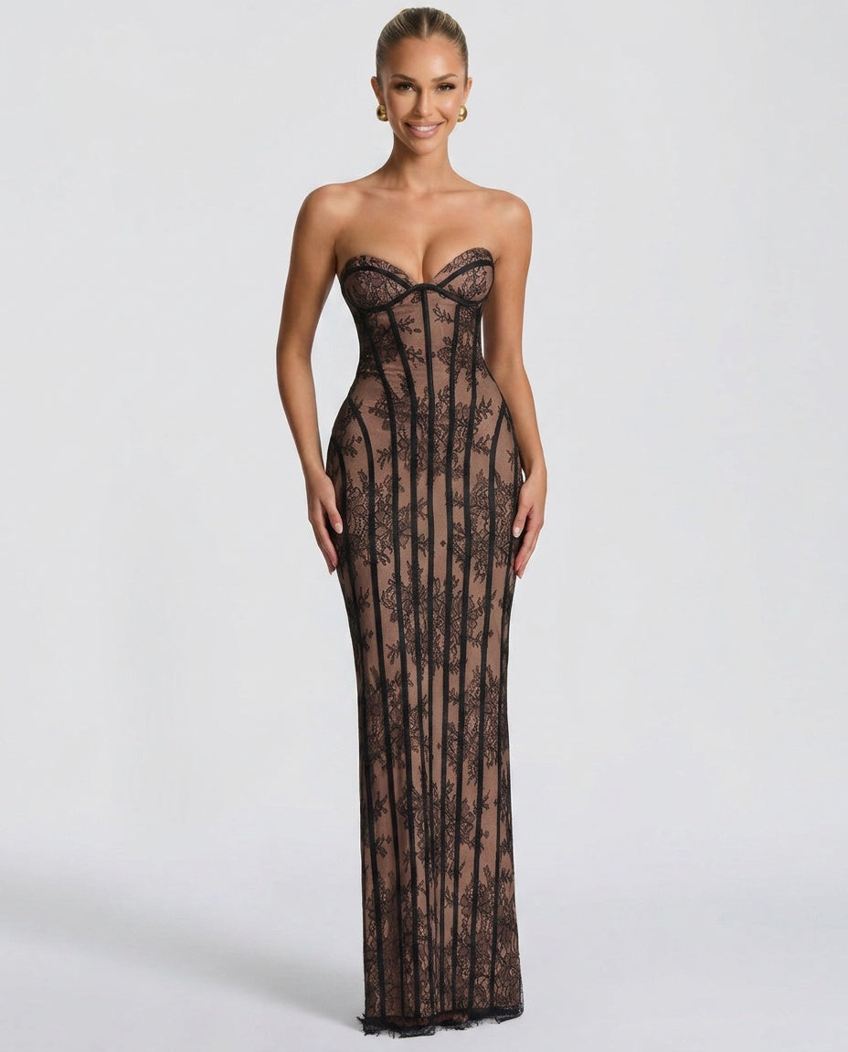 Giasia — Off-Shoulder Lace Sweetheart Maxi
