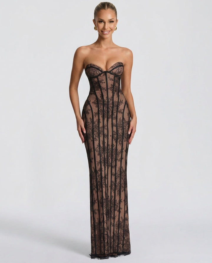 Giasia — Off-Shoulder Lace Sweetheart Maxi
