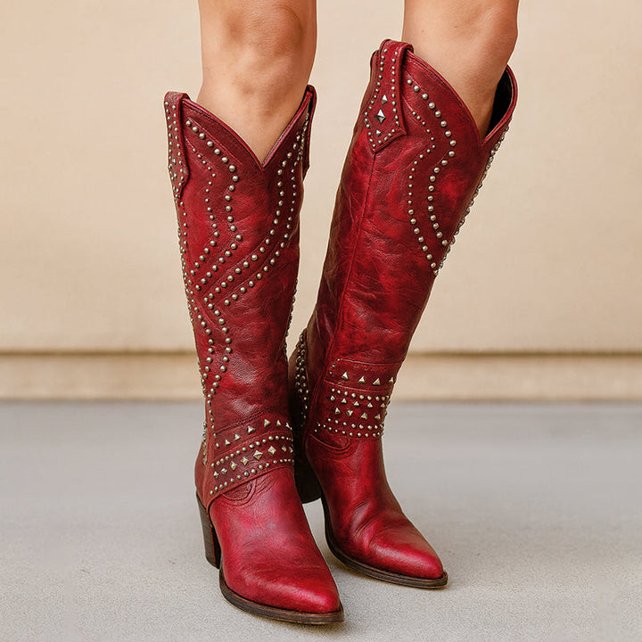 Giselvanne | Women's Vintage-Style Studded Western Boots — 2