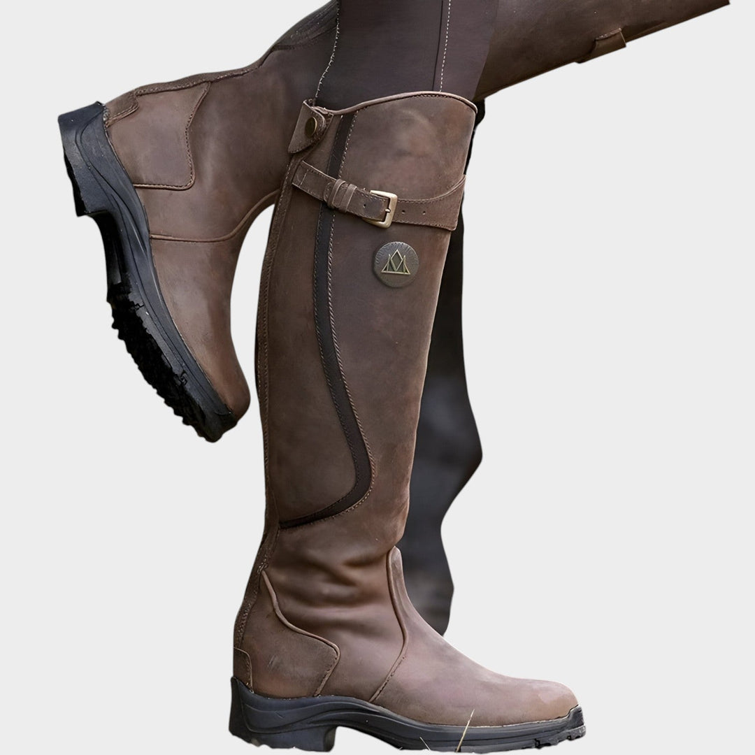 Giselvissa | Women's Leather Knee High Boots Outdoor Waterproof — 1