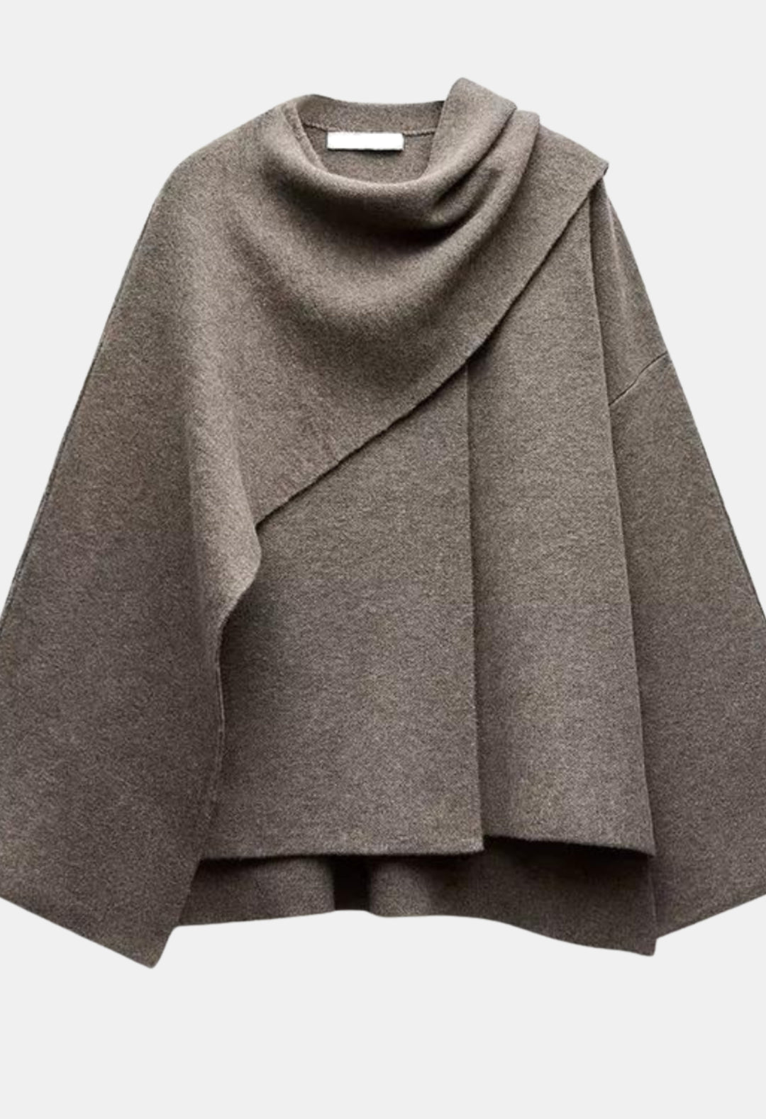 Giulia | Women's Casual Stretch Elegant Draped Cape with Button Detail Tops — 2
