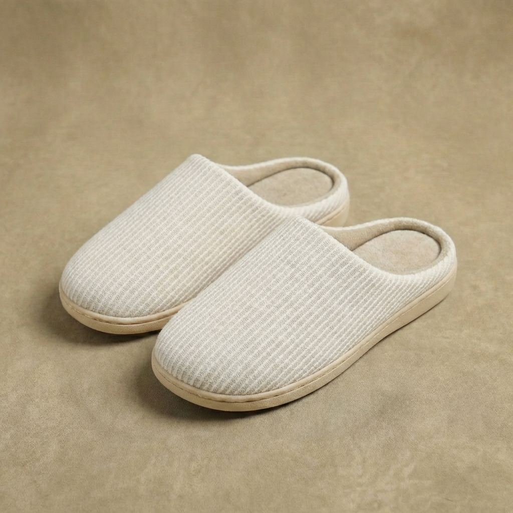 Gwenmara | Women's Casual Stretch Ultra-Soft Cotton House Slippers - Non-Slip Cushioned Eva Foam Slides Top — Beige