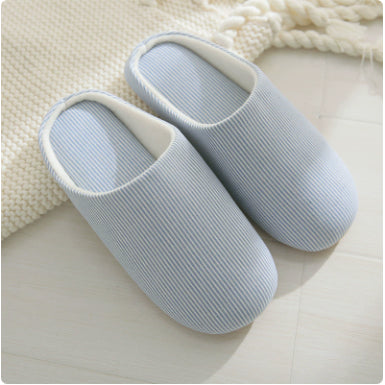 Gwenmara | Women's Casual Stretch Ultra-Soft Cotton House Slippers - Non-Slip Cushioned Eva Foam Slides Top — Blue