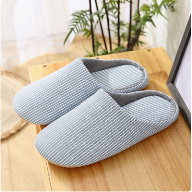Gwenmara | Women's Casual Stretch Ultra-Soft Cotton House Slippers - Non-Slip Cushioned Eva Foam Slides Top — Light Blue