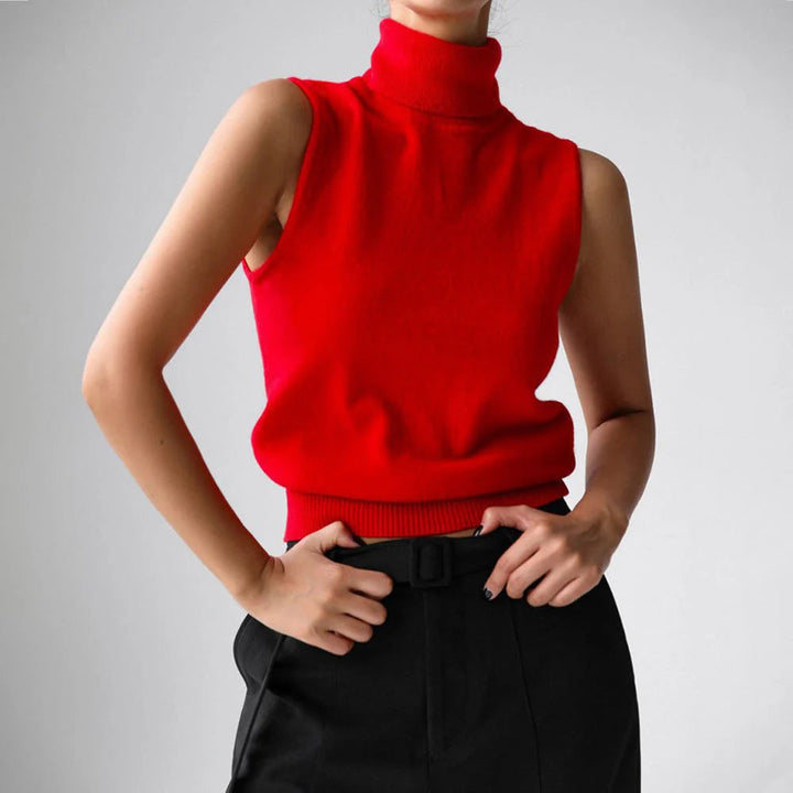Gwenolde | Women's Cozy Sleeveless Turtleneck Knit — 2