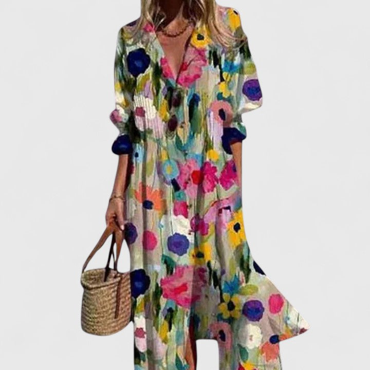 Gwenvanne | Women's Elegant Boho Dress — Multicolored 1