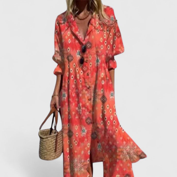 Gwenvanne | Women's Elegant Boho Dress — Rouge