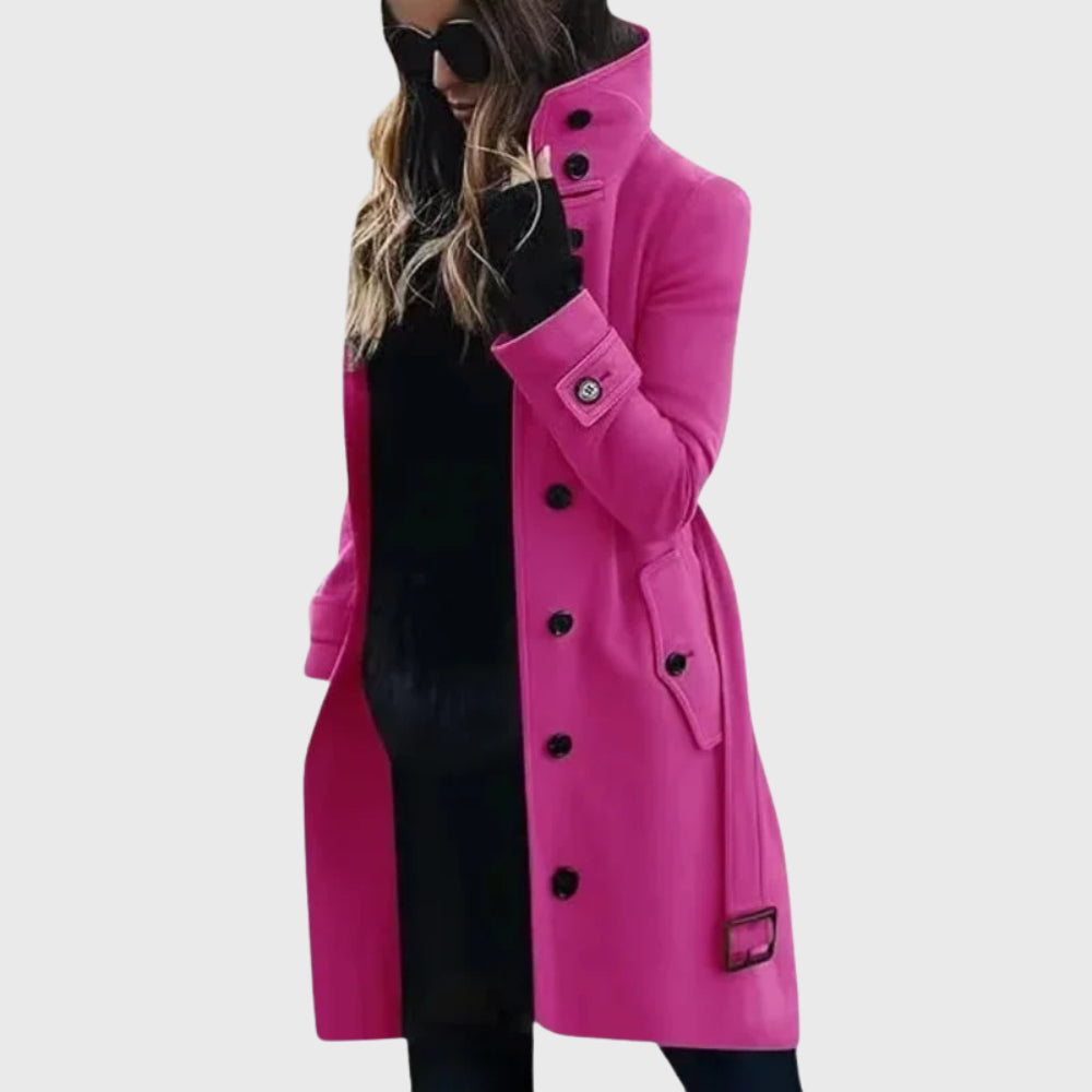 Halcyvola | Women's Longline Coat — Dark Pink