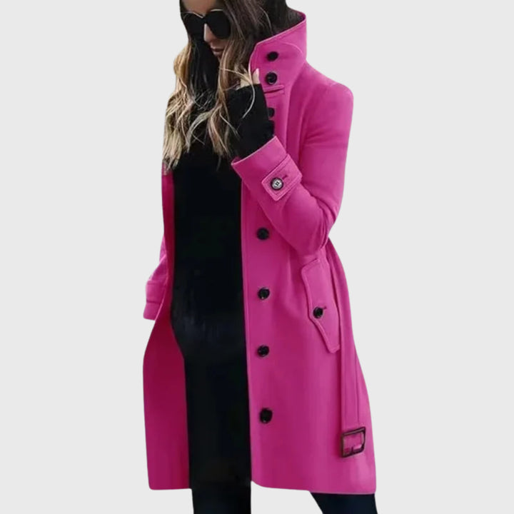 Halcyvola | Women's Longline Coat — Dark Pink