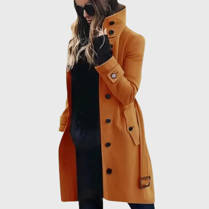 Halcyvola | Women's Longline Coat — Orange