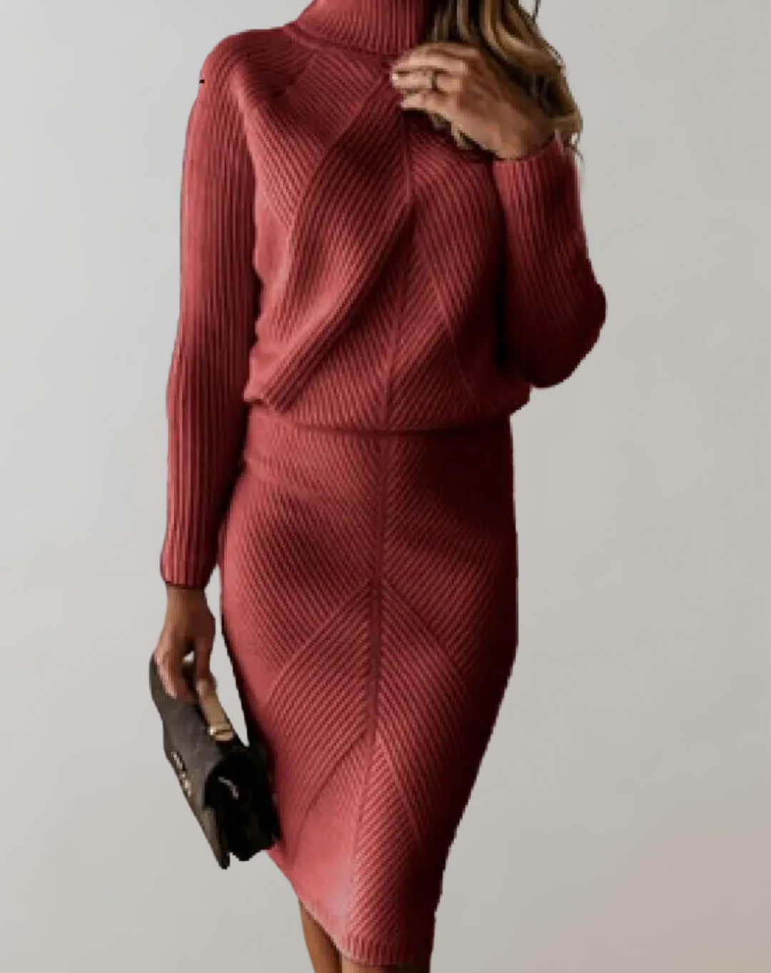 Haleanne | Women's Two-Piece Matching Cozy And Elegant Knit Turtleneck Two Piece Set — 1