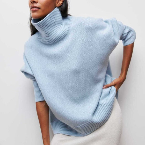 Haleetta | Women's Cozy Oversized Turtleneck Knit Sweater Jumper — 1