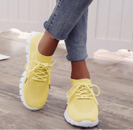 Haleine | Women's Comfortable Casual Lightweight Knit Lace-Up Sneakers — 1