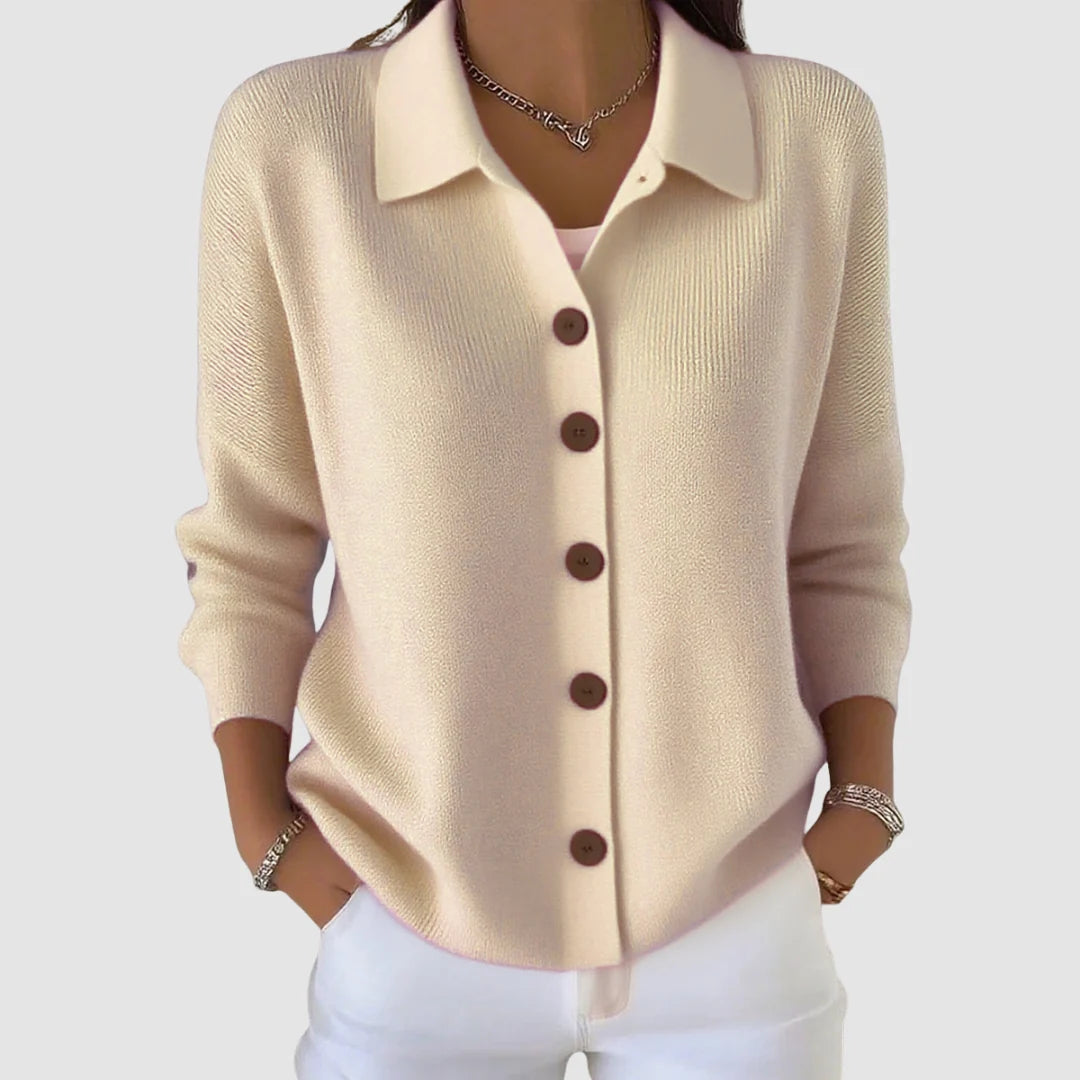 Halevanne | Women's Knit Cozy Cardigan Sweater — Apricot