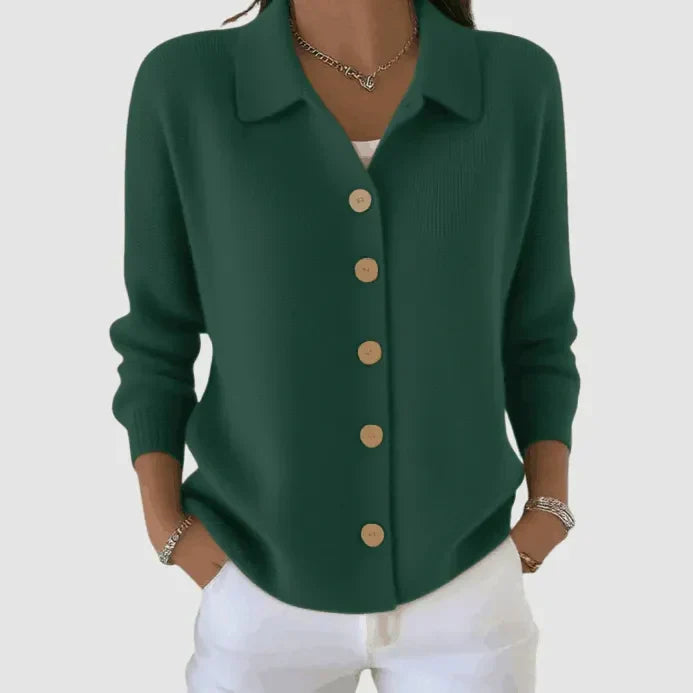 Halevanne | Women's Knit Cozy Cardigan Sweater — Army Green