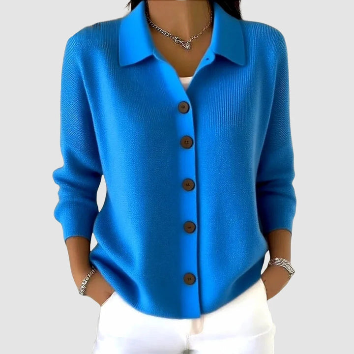 Halevanne | Women's Knit Cozy Cardigan Sweater — Blue