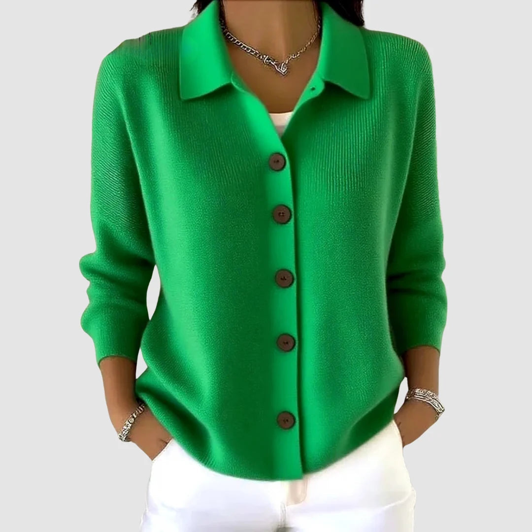 Halevanne | Women's Knit Cozy Cardigan Sweater — Green