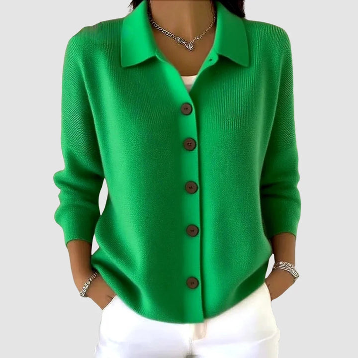 Halevanne | Women's Knit Cozy Cardigan Sweater — Green