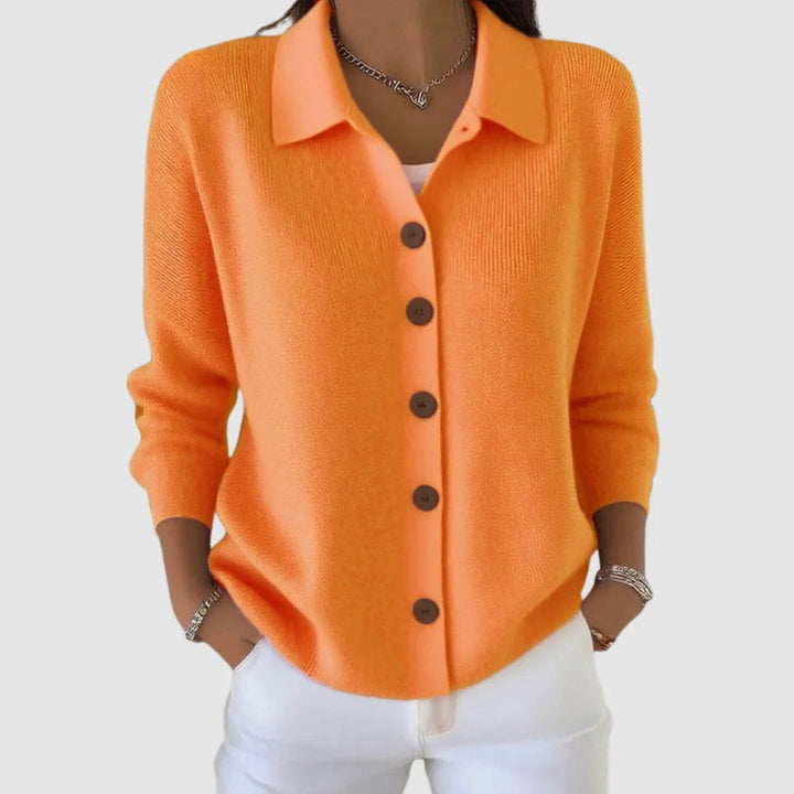 Halevanne | Women's Knit Cozy Cardigan Sweater — Orange
