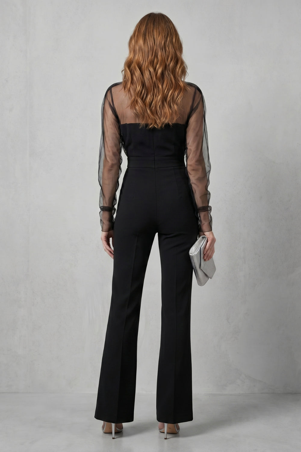 Halevia — Sheer Flared-Leg Jumpsuit