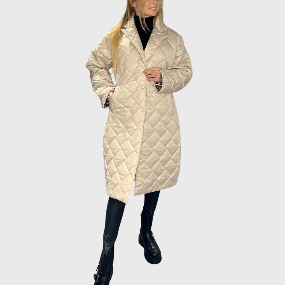 Halewynn | Women's Casual Stretch Reversible quilted coat Tops — Beige
