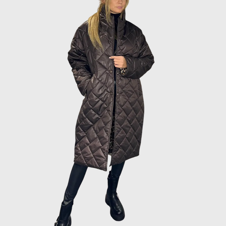 Halewynn | Women's Casual Stretch Reversible quilted coat Tops — Brown