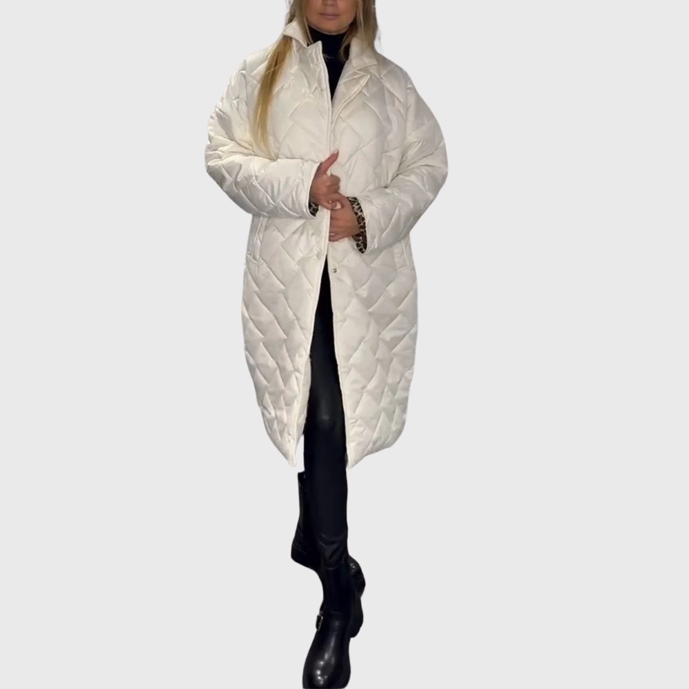 Halewynn | Women's Casual Stretch Reversible quilted coat Tops — White