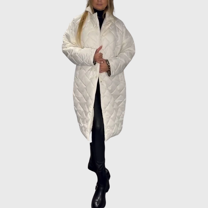 Halewynn | Women's Casual Stretch Reversible quilted coat Tops — White