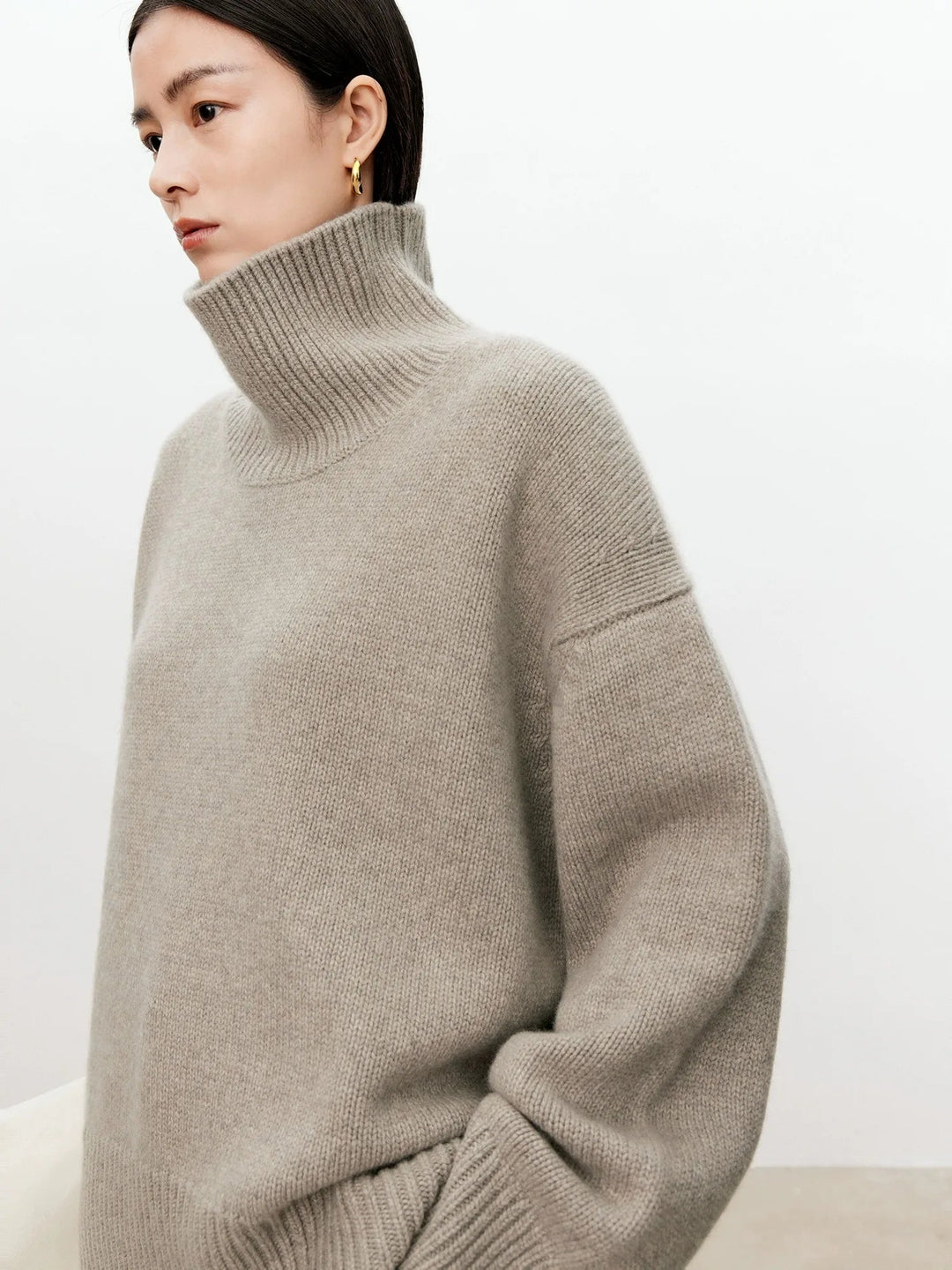 Halsnova | Women's Cozy Loose and Thick Turtleneck sweater Knit — camel